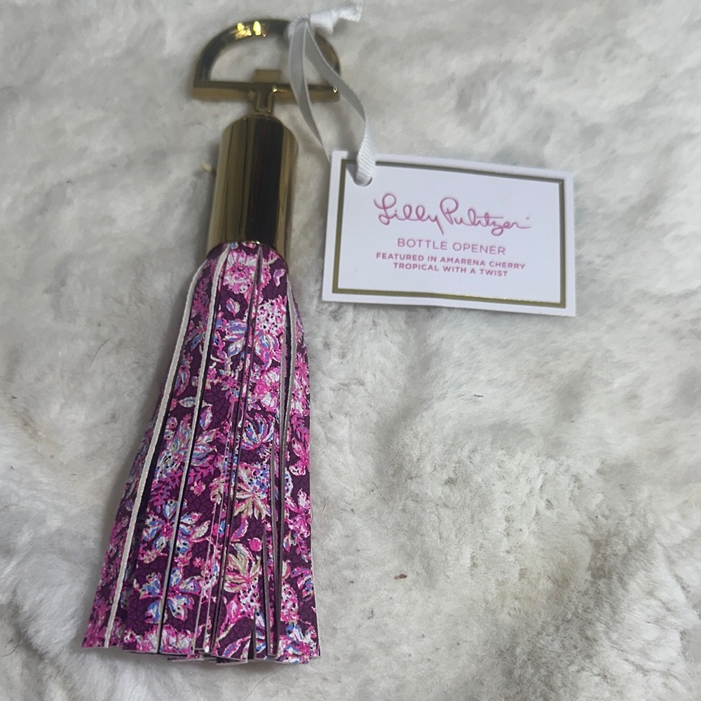 Lilly Pulitzer amarena cherry tropical with a twist bottle opener